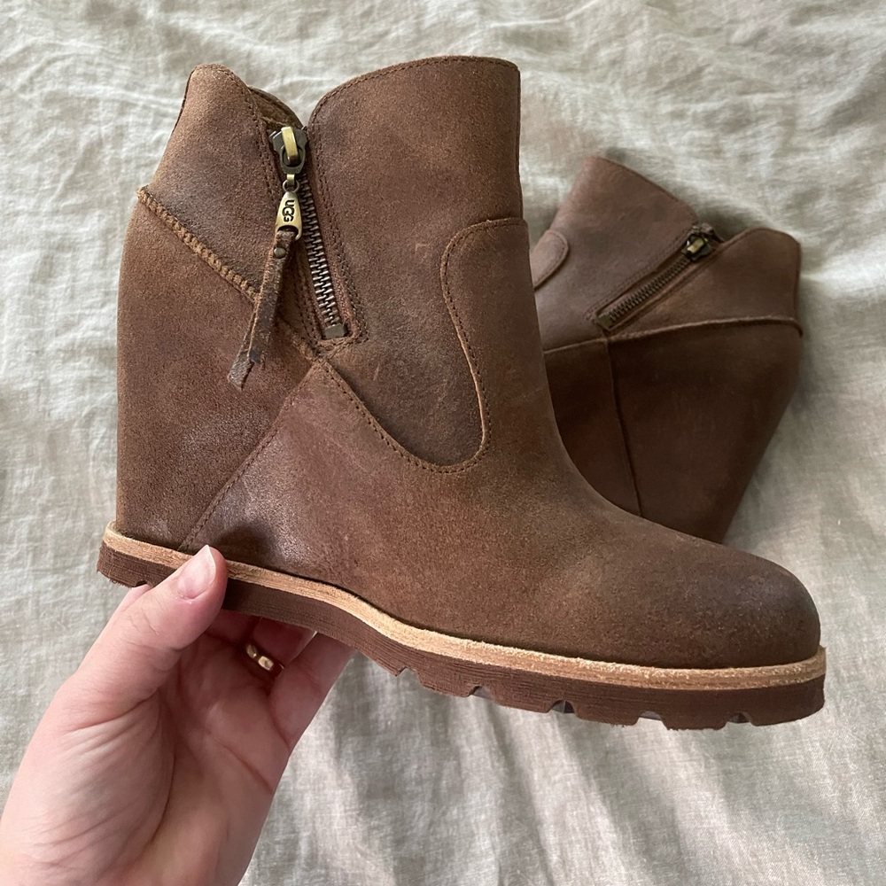 Ugg wedge booties - brown leather